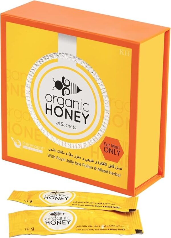 Organic Honey with Natural R-Jelly Bee Pollen & 100% Pure Mixed Herbals (Pack of 24 Sachet) - Image 3