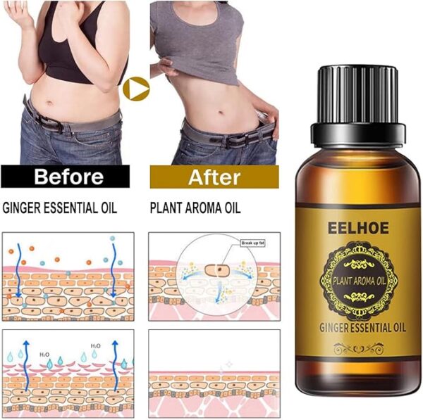 6PCS Belly Drainage Ginger Oil, 10ml Ginger Essential Oil Slimming Tummy Ginger Oil, Lymphatic Drainage Ginger Oil, Natural Drainage Ginger Oil Essential Relax Massager Liquid, For Swelling And Pain - Image 2