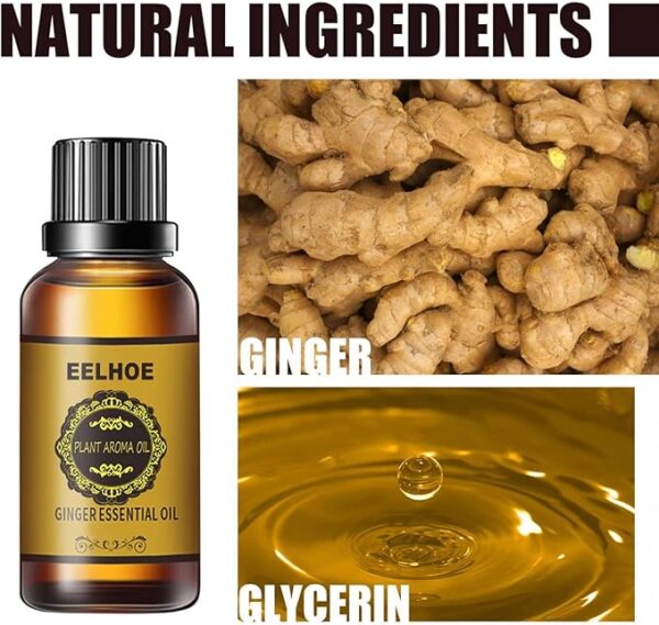 6PCS Belly Drainage Ginger Oil, 10ml Ginger Essential Oil Slimming Tummy Ginger Oil, Lymphatic Drainage Ginger Oil, Natural Drainage Ginger Oil Essential Relax Massager Liquid, For Swelling And Pain - Image 3